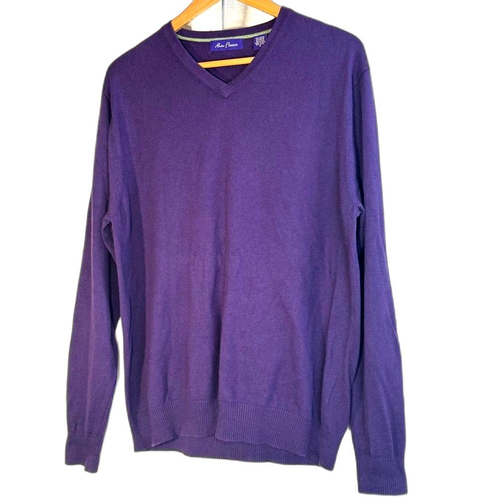 Alan Flusser Men's Purple V-Neck Sweater Lightweight size‎ Small
